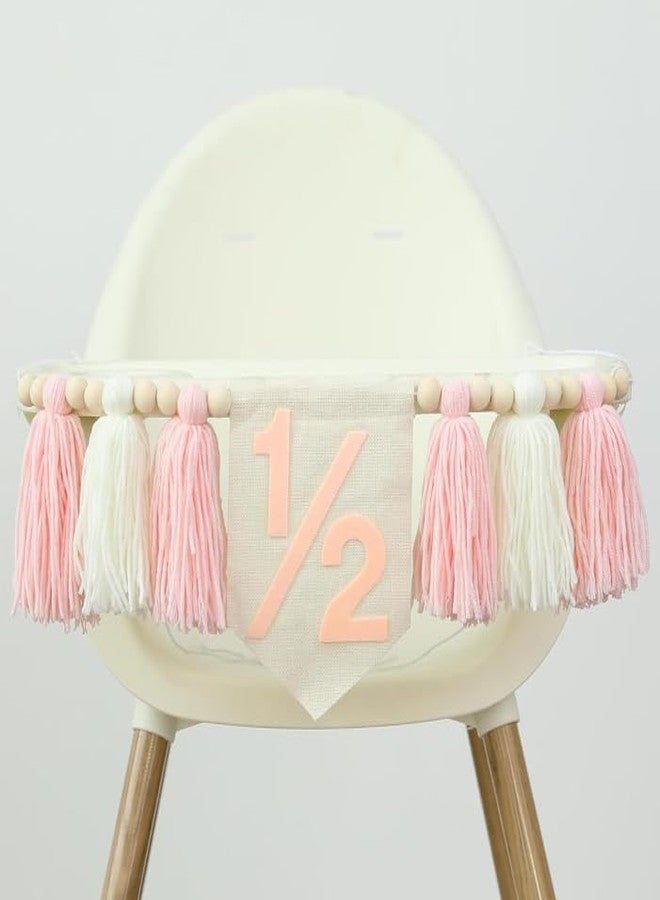 Ereniko Pink Tassels 1/2 Birthday Girl Decorations Half Way to One High Chair Banner Happy Half Birthday Banner 6 Months Decorations Girl Party Photoshoot Props - Image 3